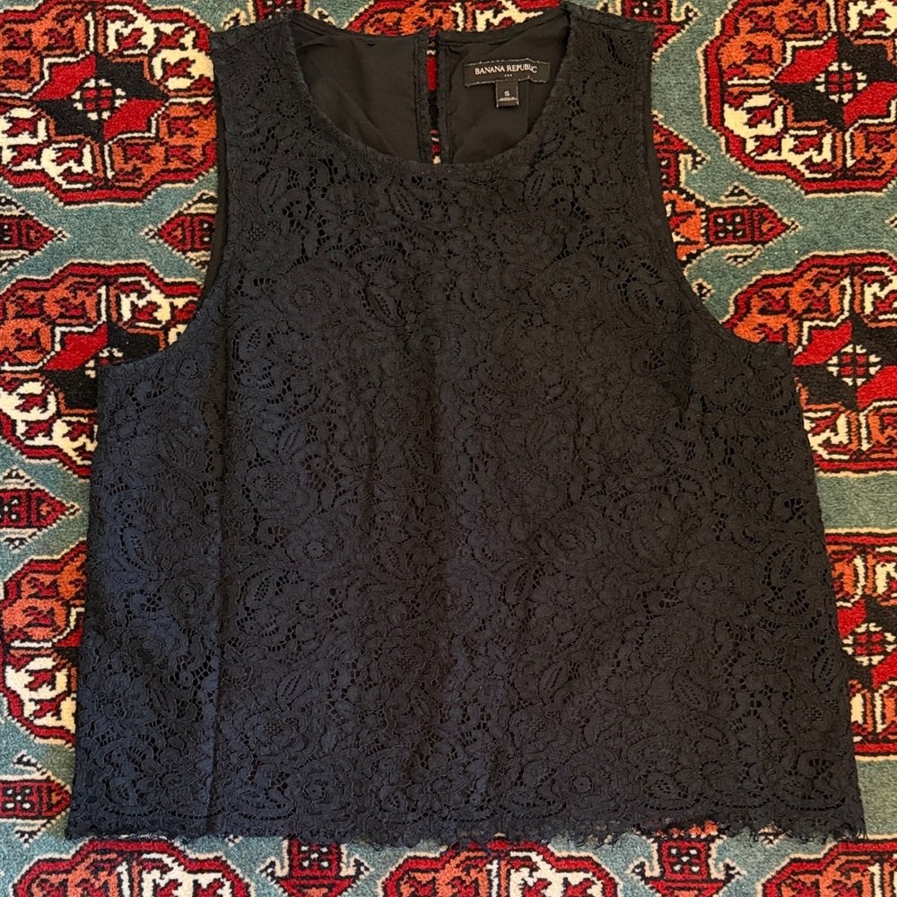 Banana Republic Elegant Black Lace Blouse